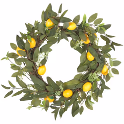 Ghirlanda di fiori artificiali. Questa bellissima ghirlanda, adornata con dettagli distintivi e fogliame verde, dona un aspet ...