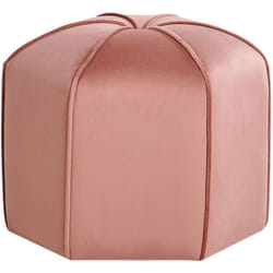 Pouf poggiapiedi moderno rotondo in velluto rosa Wishek