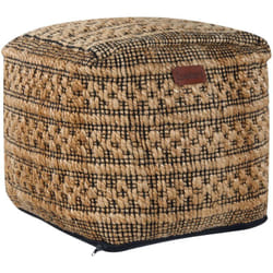 Pouf quadrato in iuta e cotone Ottomana poggiapiedi eps Balls riempimento soggiorno stile Boho Beige Mabula