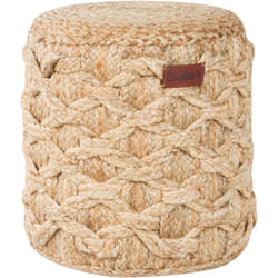Pouf di iuta Pouf rotondo poggiapiedi imbottitura in eps soggiorno stile Boho Beige Turkan