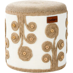 Pouf di iuta pouf poggiapiedi imbottitura in eps soggiorno stile Boho bianco e beige Diman