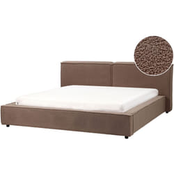 Letto matrimoniale in bouclé marrone con struttura a doghe 180 x 200 cm Linards