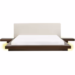 Letto matrimoniale dal design giapponese. Questo letto basso a piattaforma elegante e minimalista, ispirato al design asiatic ...