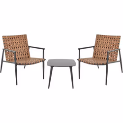 Set bistrot a 2 posti. Questo elegante set da bistrot comprende due sedie in rattan PE e un tavolino abbinato con piano in ve ...