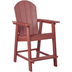 Sedia da bar per esterni in plastica per cortile rosso Adirondack