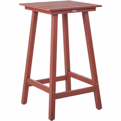 Tavolo da cucina per esterni con gambe in legno. Questo elegante tavolo da bar per esterni è realizzato in materiale sintetic ...