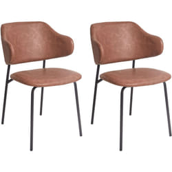 Set di 2 sedie da pranzo con sedile imbottito in tessuto arancione senza braccioli Kenai