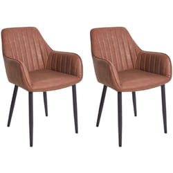 Set di 2 sedie da pranzo in ecopelle marrone con gambe in metallo Wellston