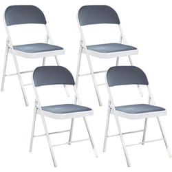 Set 4 Sedie Pieghevoli in Metallo Grigio Chiaro e bianco Sparks