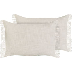 Beliani - Set di 2 cuscini decorativi rettangolari con frange 35 x 50 cm bianco sporco Maba