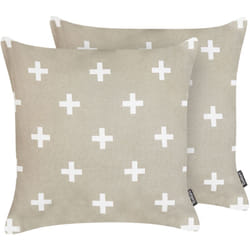 Beliani - Set di 2 cuscini decorativi in cotone tortora 35 x 50 cm Velleia