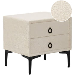 Comodino Boucle Comodino bianco sporco 2 cassetti portaoggetti gambe in metallo nero Sezanne