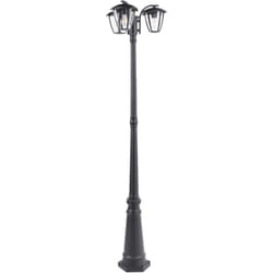 Moderna lampione da giardino a 3 luci per esterni Lampada da sentiero Alluminio Materiale sintetico Nero Lemro