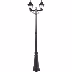 Lampione da giardino vintage. Trasforma il tuo spazio esterno con questo elegante lampione a 2 luci, caratterizzato da un aff ...