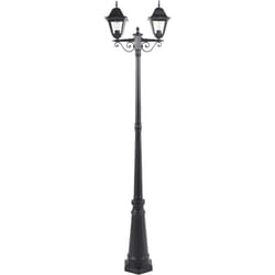 Beliani - Lampione da giardino vintage a 2 luci lampada da esterno con paralume in vetro e struttura in alluminio nero modello Sukri