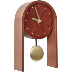 Beliani - Orologio da tavolo moderno in mdf Faccia tonda senza numerazione Pendolo decorativo Legno scuro Ferden