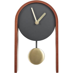 Beliani - Orologio da tavolo moderno in mdf a quadrante rotondo senza numerazione Pendolo decorativo Nero e legno scuro Blatten