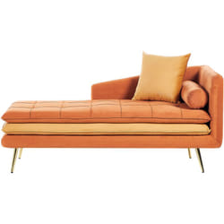 Beliani - Chaise longue da salotto imbottita e spessa in velluto arancione Gonesse