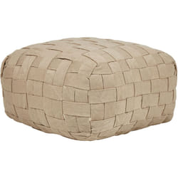 Beliani - Pouf da esterno intrecciato a mano Ottoman in materiale sintetico Accessori da giardino 50 x 50 cm Beige Bodla