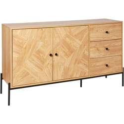 Credenza retrò con cassetti vano portaoggetti con ante legno ingegnerizzato base in metallo nero cassettiera contenitore Arizona