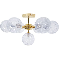 Beliani - Lampadario in vetro 7 luci rotonde blu metallizzato e oro Anadyr