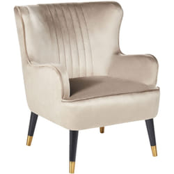 Beliani - Poltrona Wingback in velluto Glam Gambe nere e oro beige Varberg
