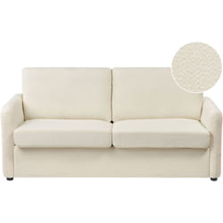 Beliani - Divano letto 3 posti in tessuto bouclè beige con funzione Sleeper blu marino Bennas