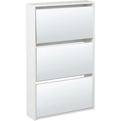 Scarpiera 3 scomparti con telaio in mdf e specchi bianchi Midfield