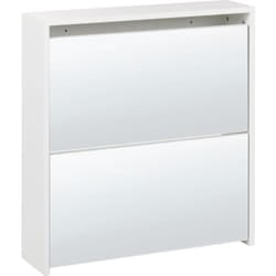 Scarpiera 2 scomparti con telaio in mdf e specchi bianco Midfield