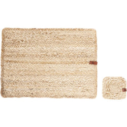 Beliani - Set di 12 tovagliette e sottobicchieri rettangolari in iuta naturale fatti a mano 30 x 40/10 x 10 cm Quadong