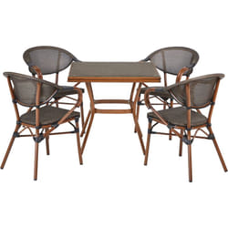 Set da pranzo da giardino a 4 posti Tavolo e sedie Struttura in alluminio grigio Caspri ii