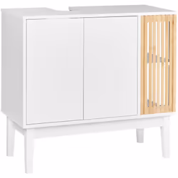 Armadietto da bagno capiente. Completa il tuo bagno con questo elegante mobile lavabo. Dotato di scaffali a vista e scaffali  ...