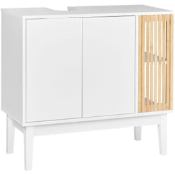 Mobile lavabo Bamboo mdf con gambe in legno di pino bianco e legno chiaro Nubes