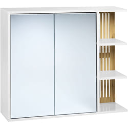 Mobiletto per bagno MDF con scaffali in bambù bianco e legno chiaro Nubes
