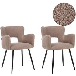 Set di 2 sedie moderne da pranzo Seduta in bouclé con braccioli, con inserti in marrone Sanilac