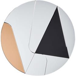 Beliani - Specchio decorativo da parete rotondo senza cornice in vetro colorato astratto ø 80 cm Oro e nero Trouville