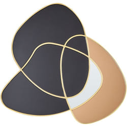 Specchio da parete di forma irregolare in stile Art Déco con cornice dorata e vetro colorato, nero e oro Tailly