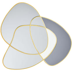 Specchio da parete di forma irregolare in stile Art Déco con cornice dorata e vetro colorato, oro Tailly