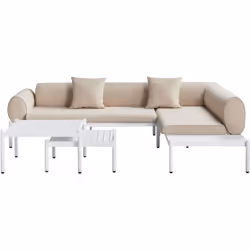 Divano angolare da giardino con tavolini. Rinnova il tuo spazio esterno con questo set da lounge, progettato per stile e dura ...