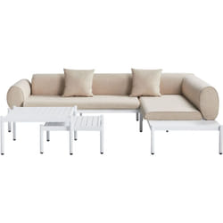 Divano angolare moderno per esterni 4 pezzi con tavolino e tavolino beige Rasiglia