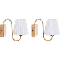 Beliani - Set di 2 lampade da parete Faretto in tessuto paralume ferro metallo base oro bianco Tolka