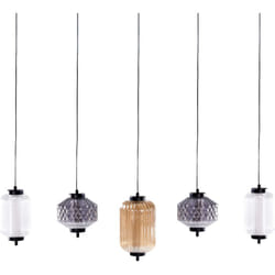 Lampada a sospensione con paralumi in vetro semitrasparente 5 luci in metallo e ferro multicolore Sullane