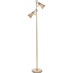 Lampada da terra industriale a 2 luci paralumi regolabili in metallo Beige Moyola