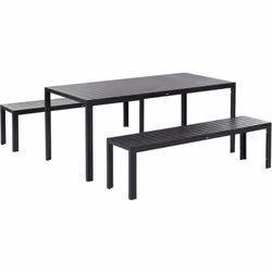 Set da esterno in alluminio anodizzato con tavolo e 2 panchine. Questo pratico ed elegante set da pranzo è la scelta perfetta ...