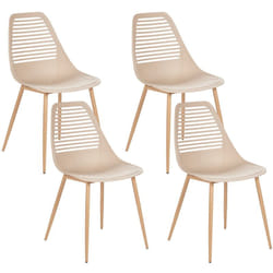 Set di 4 sedie da pranzo moderne minimaliste senza braccioli e con seduta in plastica beige Montello