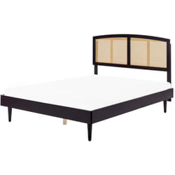 Letto matrimoniale con testata con base a doghe in legno di gomma nero 160 x 200 cm Varzy