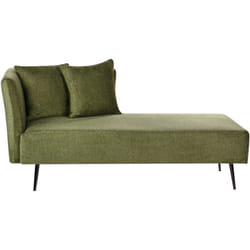 Beliani - Chaise Lounge moderna a sinistra Rivestimento in tessuto poliestere con cuscini Gambe in metallo Verde Menta Riom