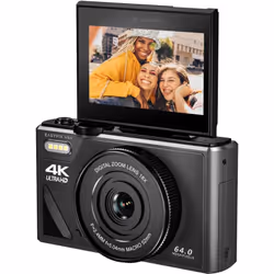 Fotocamera digitale con schermo ribaltabile Ideale per vlogger, selfie e creazione di contenuti de Zoom digitale di 18x Risol ...