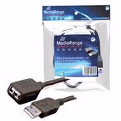 MediaRange MRCS111, 3 m, USB A, USB A, Maschio/Femmina, Nero