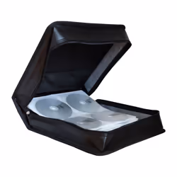 MediaRange BOX93, Custodia a borsellino, 200 dischi, Nero, Ecopelle, Tessuto felpato, 120 mm, Nero